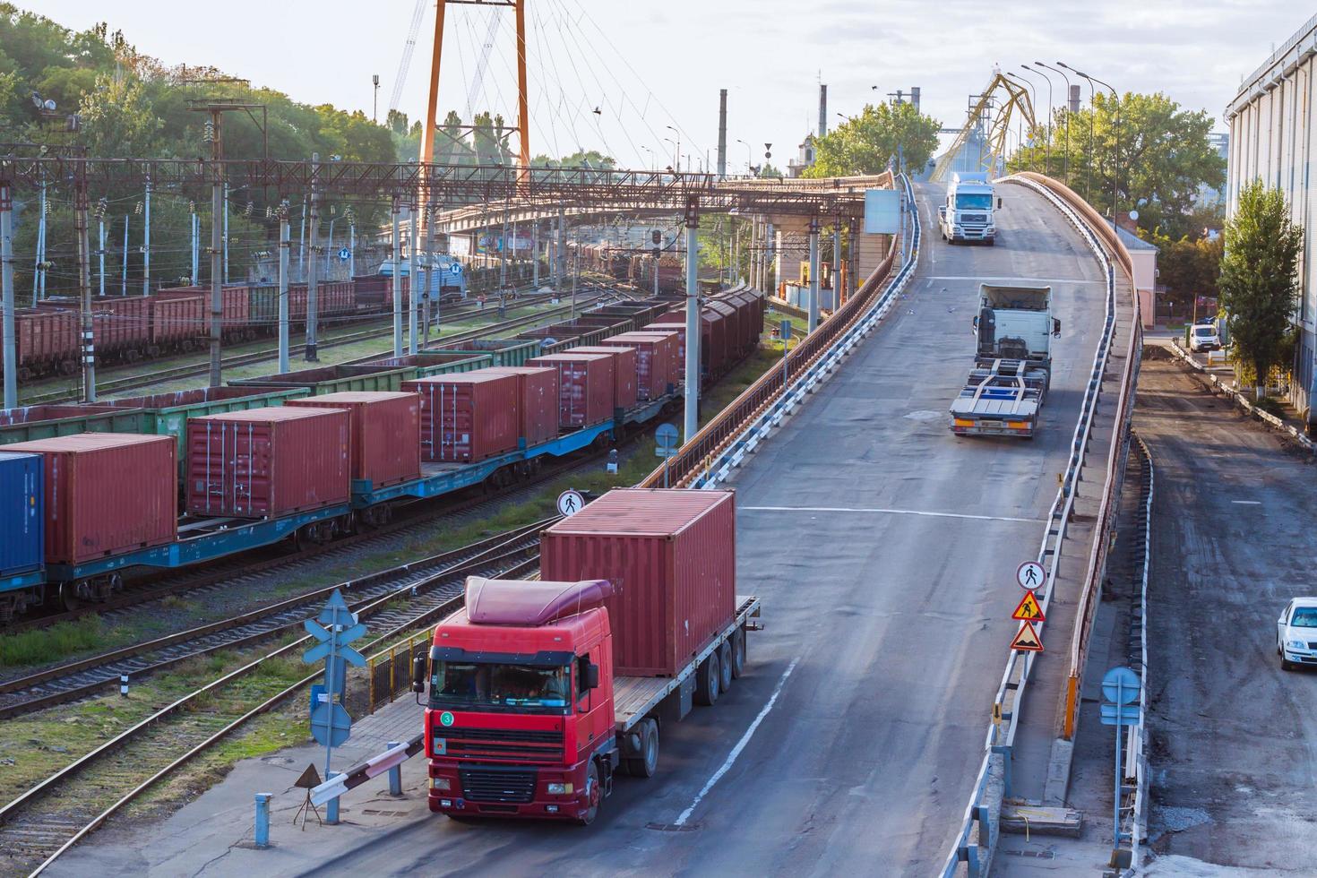 Big cargo terminal in sea port photo