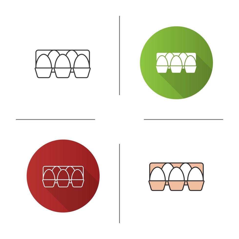 Eggs tray icon. Flat design, linear and color styles. Isolated vector illustrations