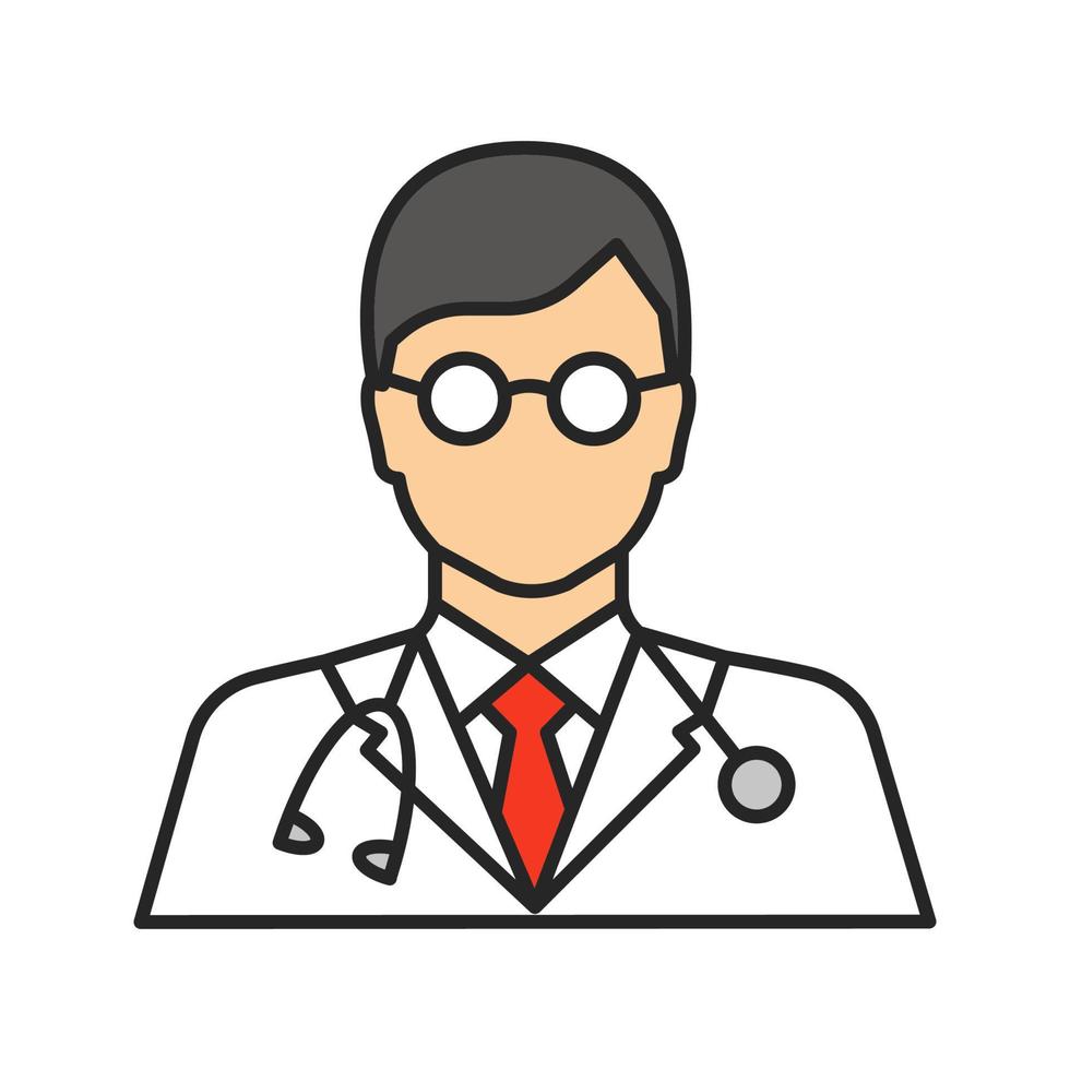 icono de color médico. trabajador medico facultativo. científico. ilustración vectorial aislada vector