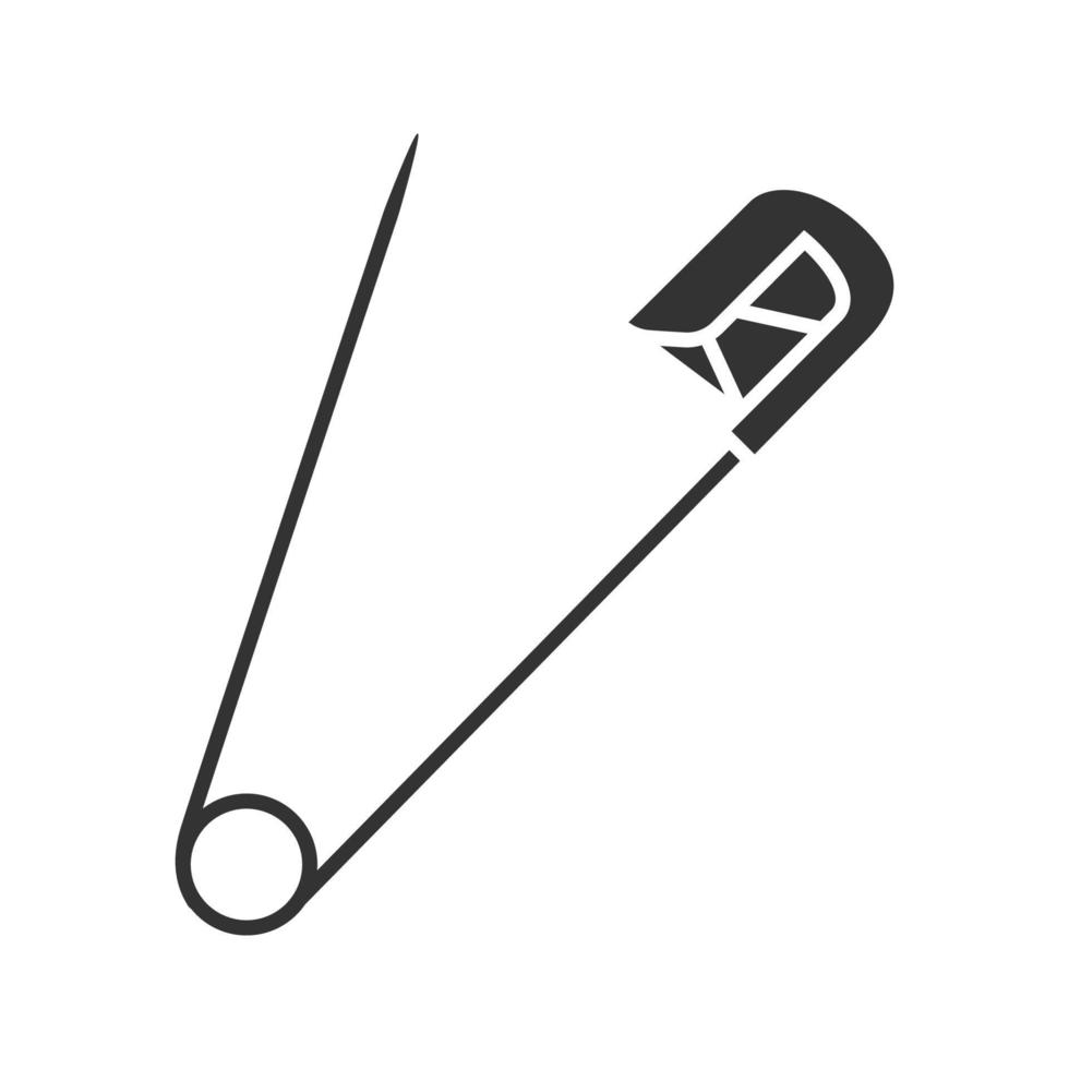 Safety pin glyph icon. Silhouette symbol. Negative space. Vector isolated illustration