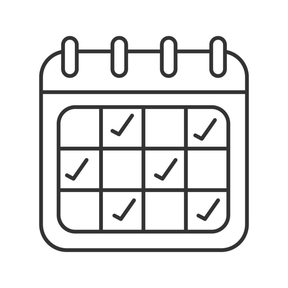 Calendar linear icon. Schedule. Thin line illustration. Daily organizer. Contour symbol. Vector isolated outline drawing