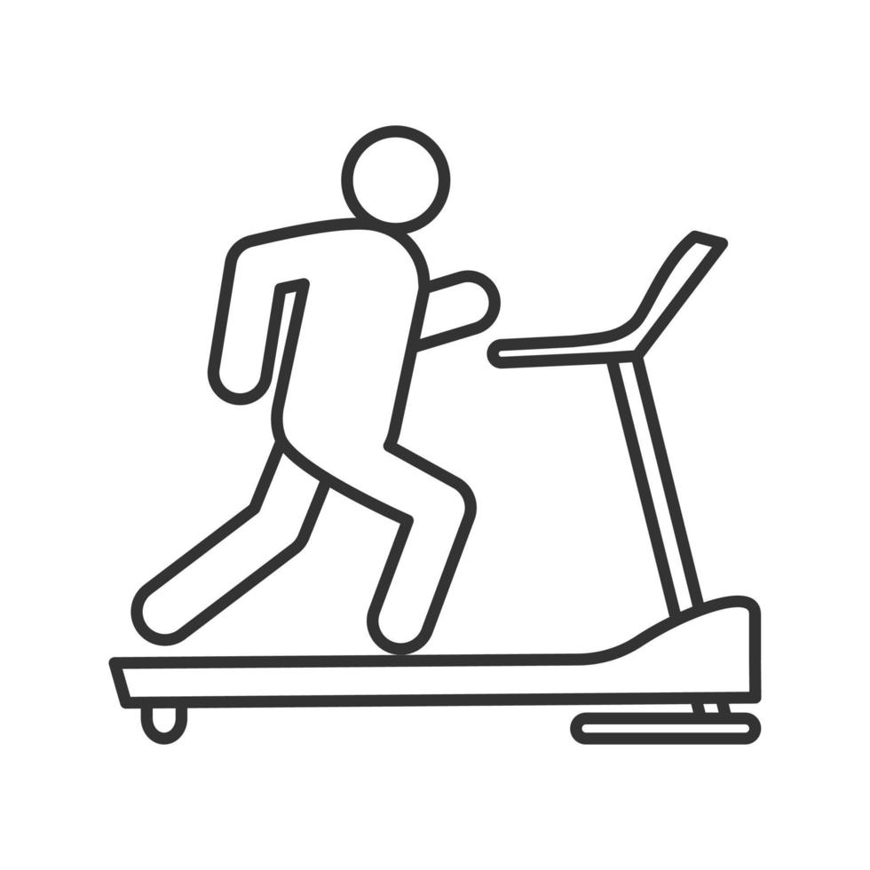 Treadmill linear icon. Thin line illustration. Exercise machine. Contour symbol. Vector isolated outline drawing