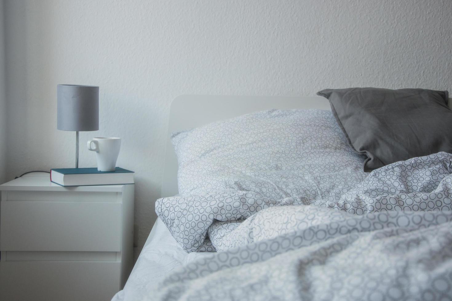 close up of pillows on comfortable bed photo