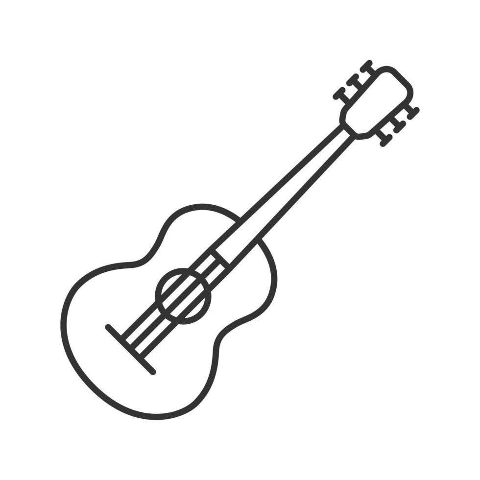 Guitar linear icon. Thin line illustration. Contour symbol. Vector isolated outline drawing