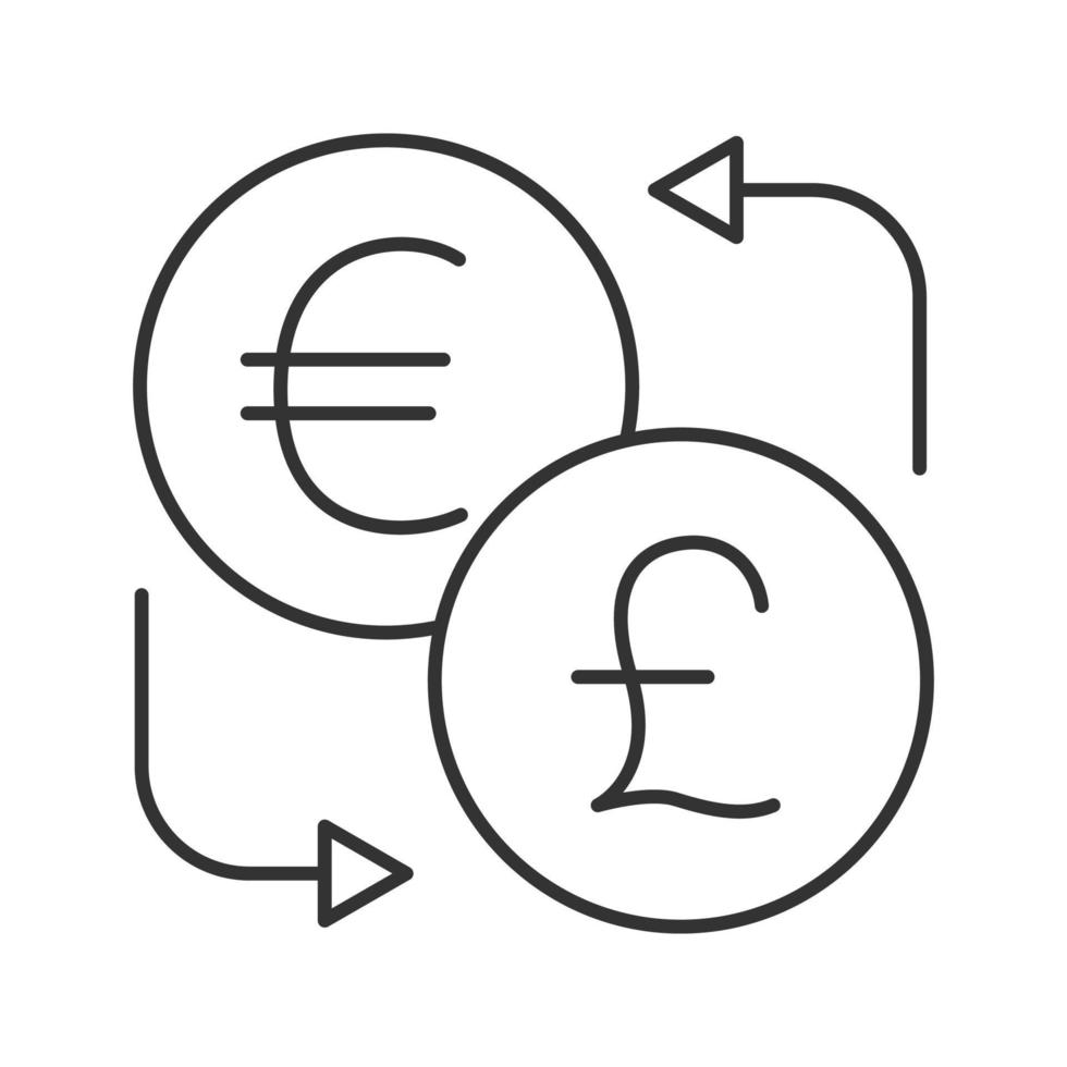 icono lineal de cambio de moneda euro y libra esterlina. ilustración de línea delgada. reembolso. símbolo de contorno dibujo de contorno aislado vectorial vector