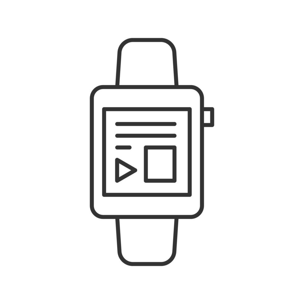 Smartwatch linear icon. Thin line illustration. Digital wristwatch. Contour symbol. Vector isolated outline drawing