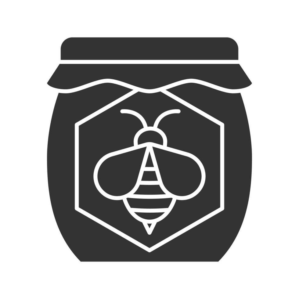 Honey jar glyph icon. Silhouette symbol. Negative space. Vector isolated illustration
