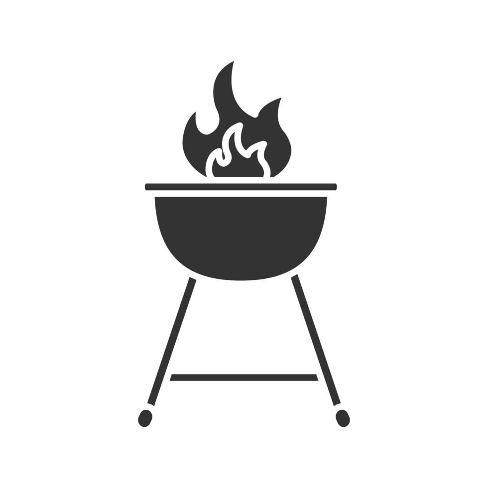 Kettle barbecue grill glyph icon. Silhouette symbol. Negative space. Vector isolated illustration