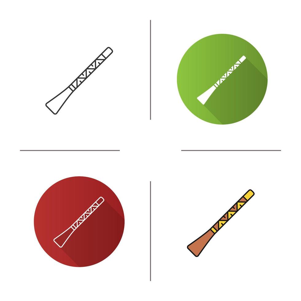 Didgeridoo icon. Flat design, linear and color styles. Didjeridu. Isolated vector illustrations