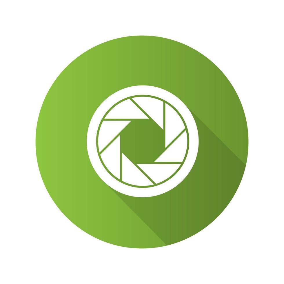 Diaphragm flat design long shadow glyph icon. Shutter. Vector silhouette illustration