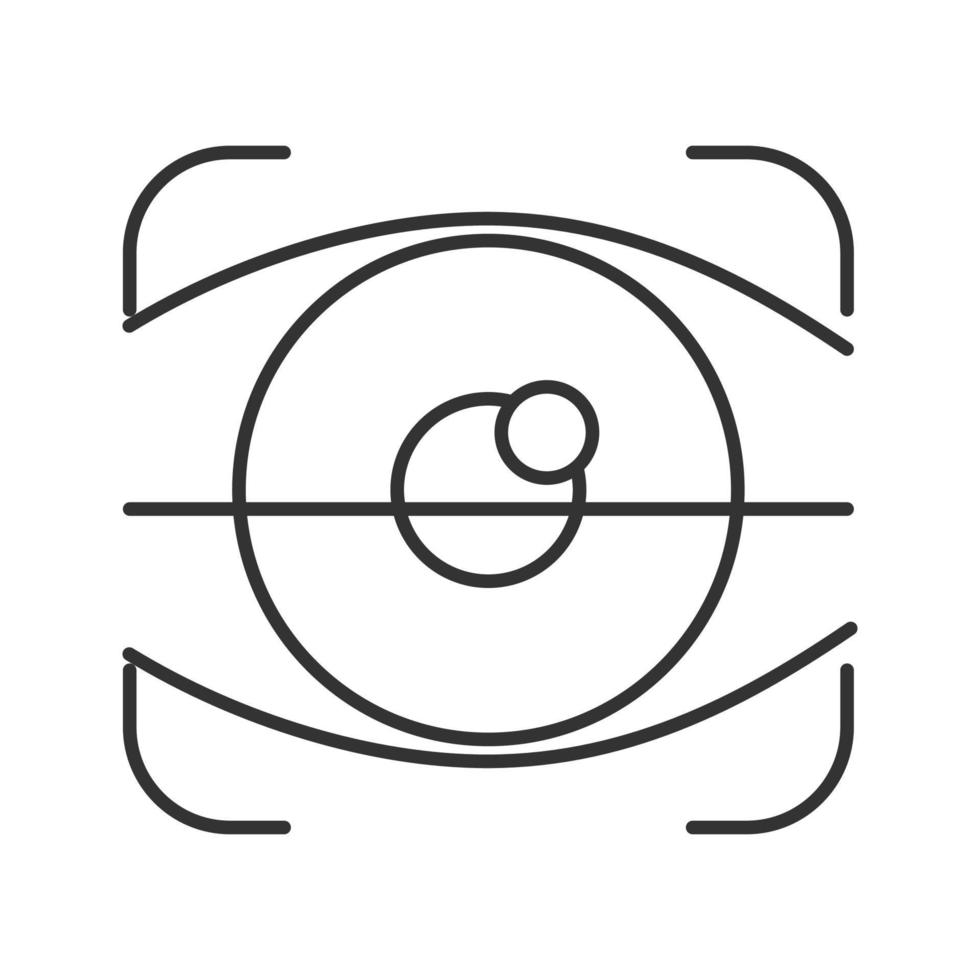 Retina scan linear icon. Optometry. Thin line illustration. Eye authentication. Contour symbol. Vector isolated outline drawing