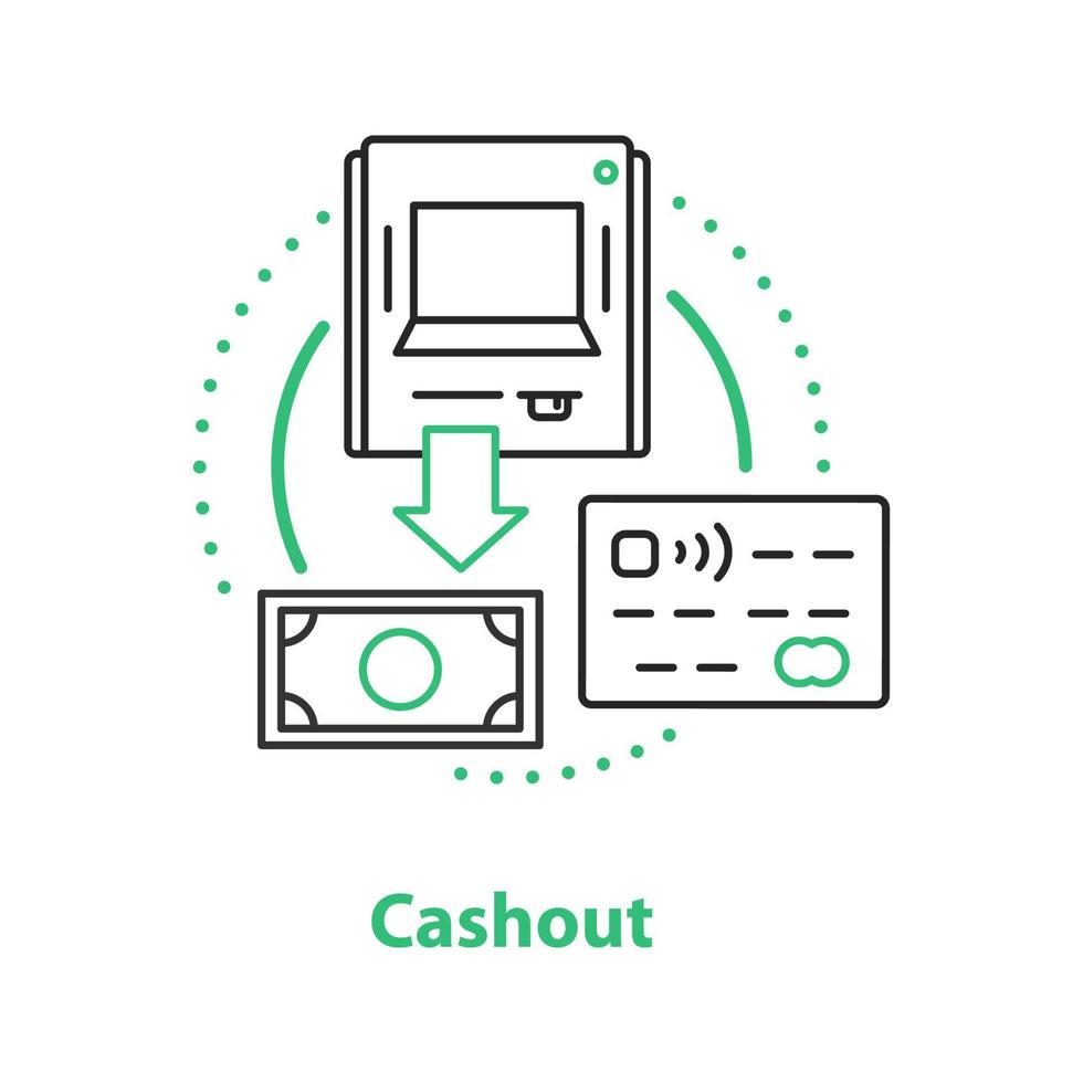 Cashout concept icon. Funds withdrawing idea thin line illustration. Vector isolated outline drawing