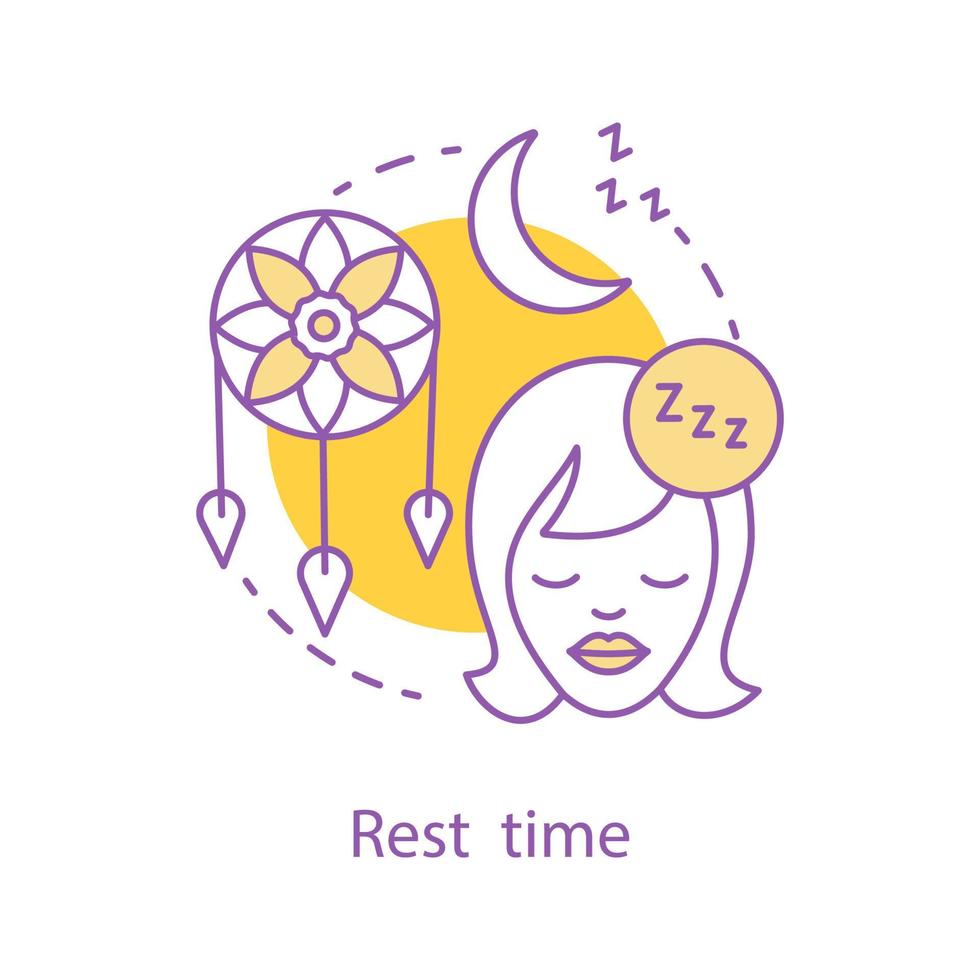 Bedtime concept icon. Sleeping idea thin line illustration. Rest time. Vector isolated outline drawing