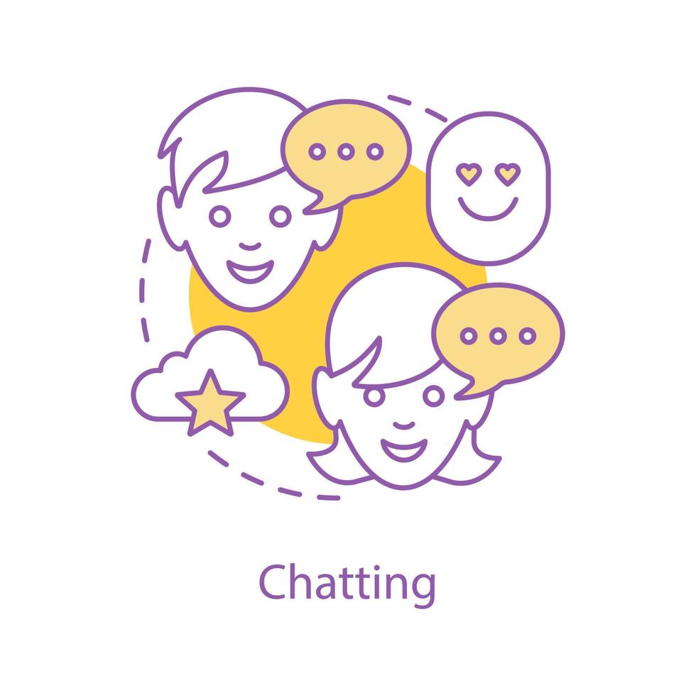 Romantic chatting concept icon. Online communication idea thin line illustration. Vector isolated outline drawing