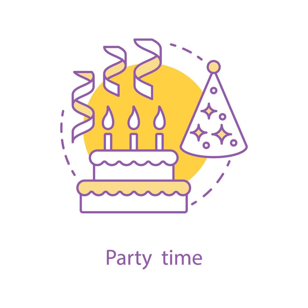 icono del concepto de tiempo de fiesta. idea de fiesta de cumpleaños ilustración de línea delgada. dibujo de contorno aislado vectorial vector