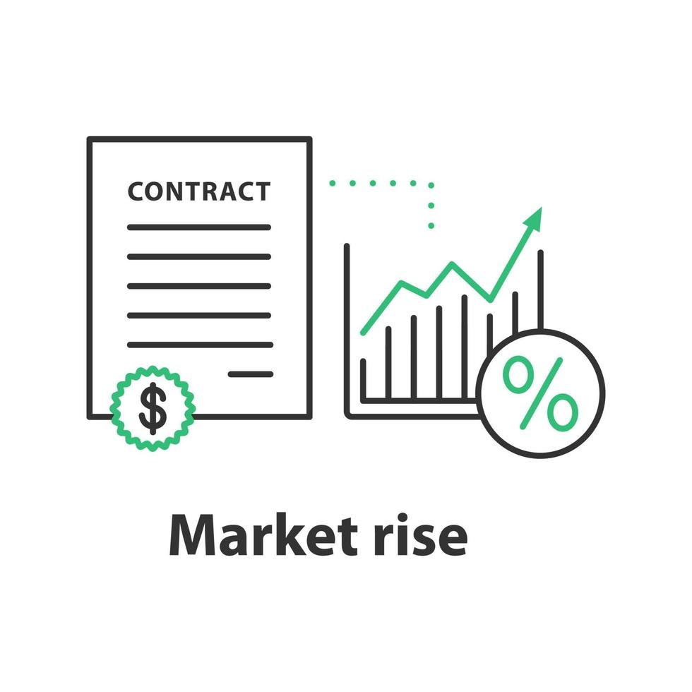 Market growth process concept icon. Profit rise idea thin line illustration. Vector isolated outline drawing