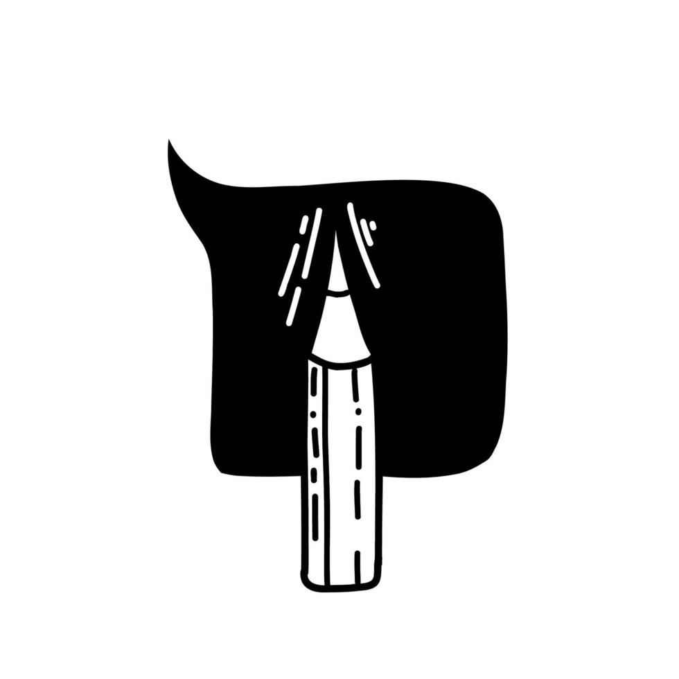 Illustration of a pencil as a symbol of a good idea in black in doodle style. vector