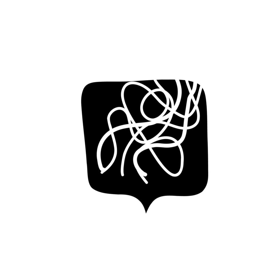 Illustration tangled lines symbol thought creative black color in doodle style. vector