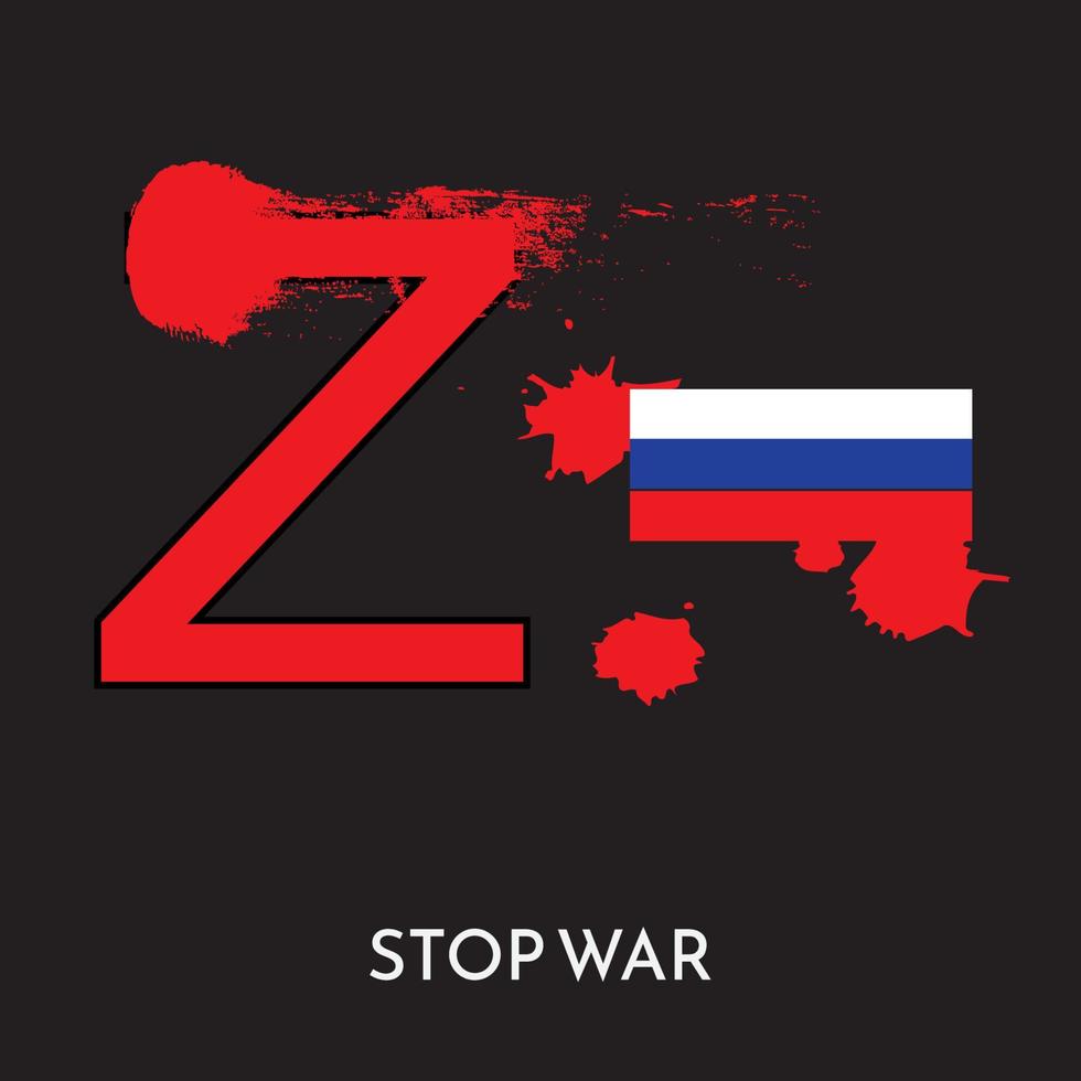 Stylized letter z symbol of Russian in attack and war in Ukraine in 2022 vector