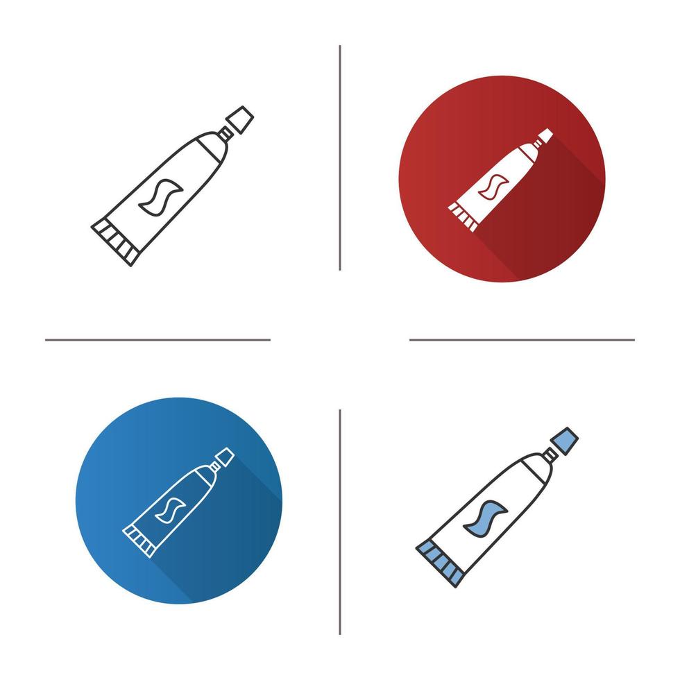 Toothpaste icon. Dentifrice. Flat design, linear and color styles. Isolated vector illustrations