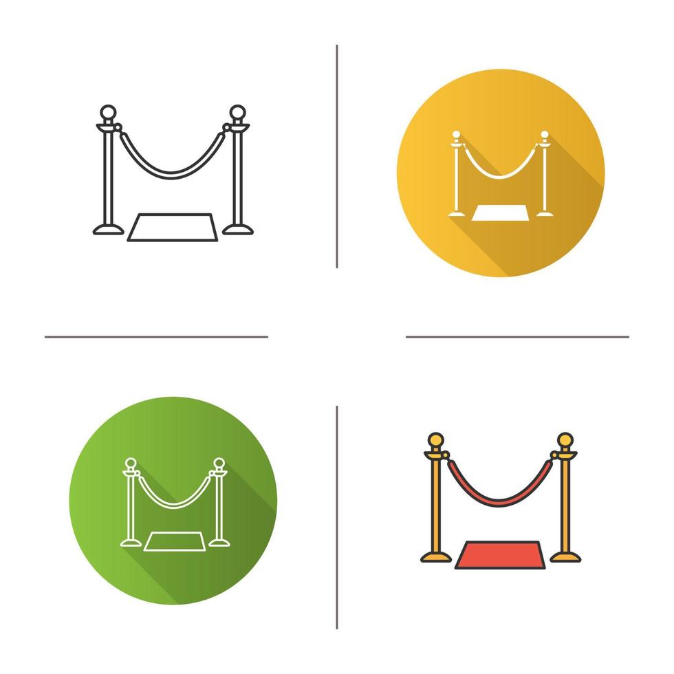 Grand opening ribbon icon. Red carpet. Flat design, linear and color styles. Isolated vector illustrations