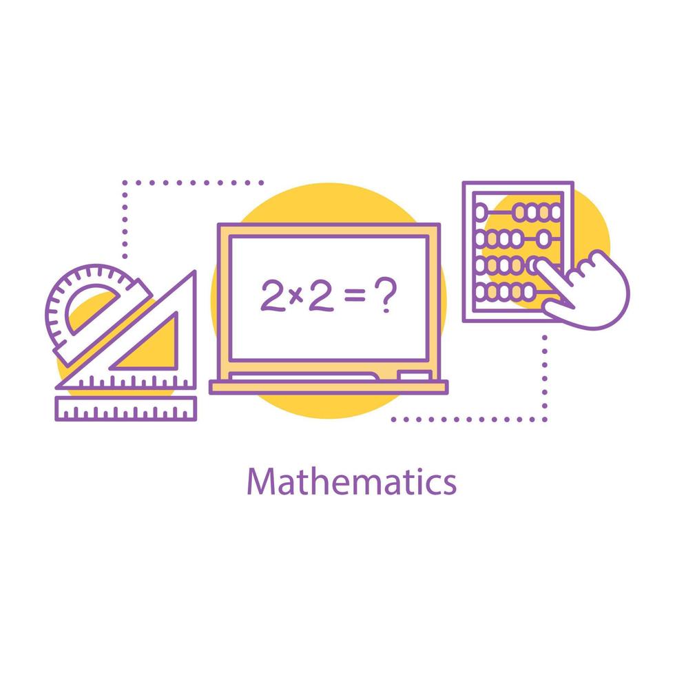 Mathematics concept icon. Math. School education idea thin line illustration. Geometry and algebra. Vector isolated outline drawing