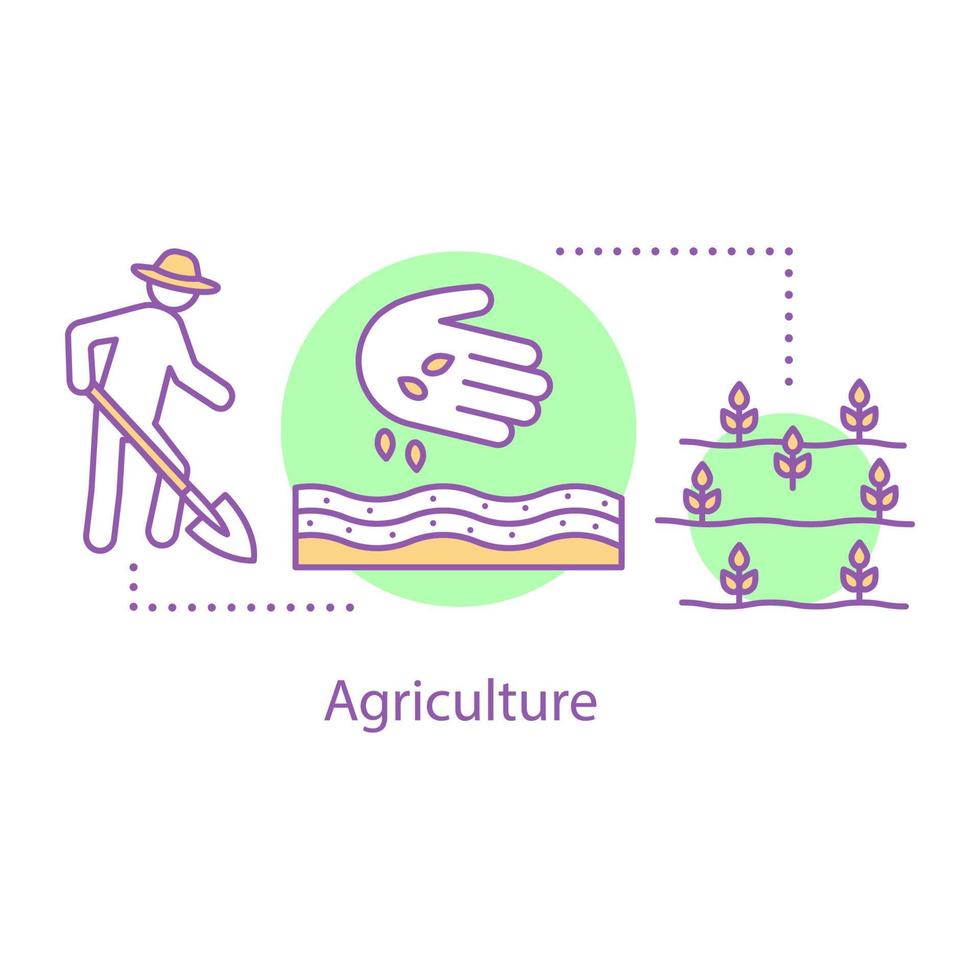 Agriculture concept icon. Sowing. Farming idea thin line illustration. Spring field work. Vector isolated outline drawing