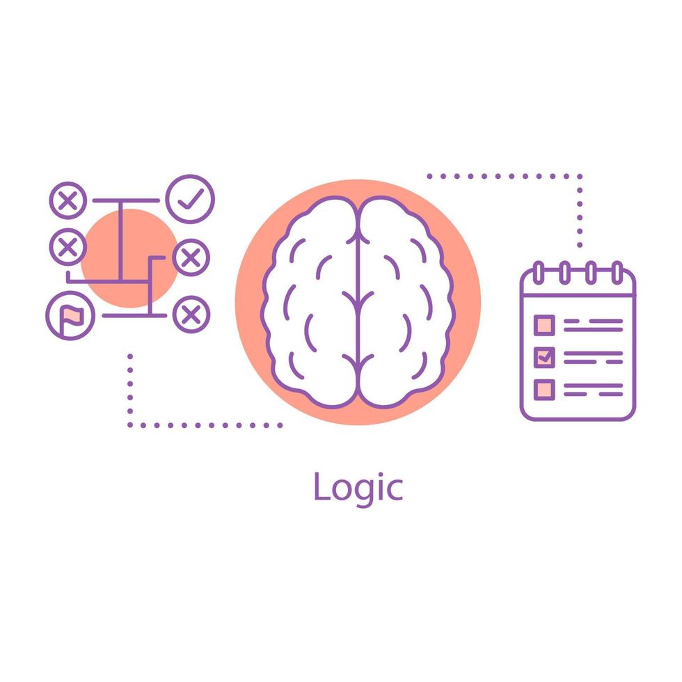 icono del concepto lógico. ilustración de línea delgada de idea de pensamiento estratégico. resolución de problemas dibujo de contorno aislado vectorial vector