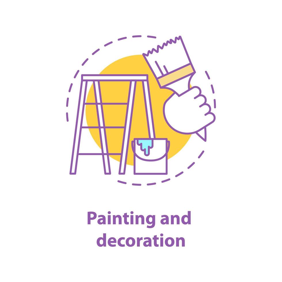 Painting and decoration concept icon. Interior design idea thin line illustration. Renovation. Vector isolated outline drawing