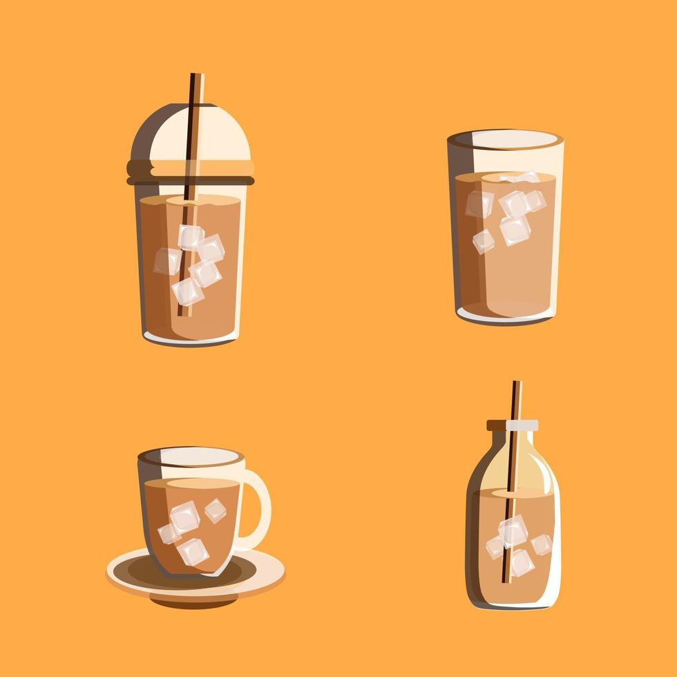 Cold Coffee Set Vector Illustration