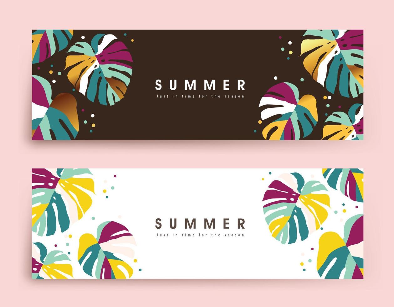 Colorful Summer background layout banners design vector