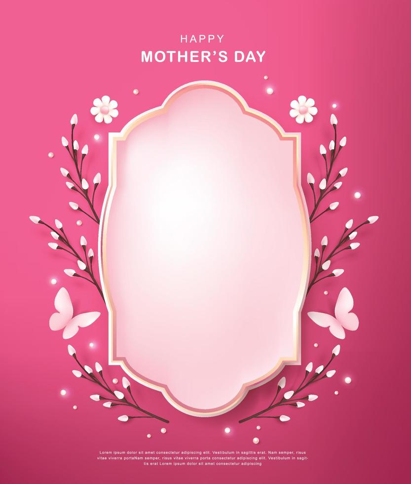 Mothers day background layout in retro frame with flower vector