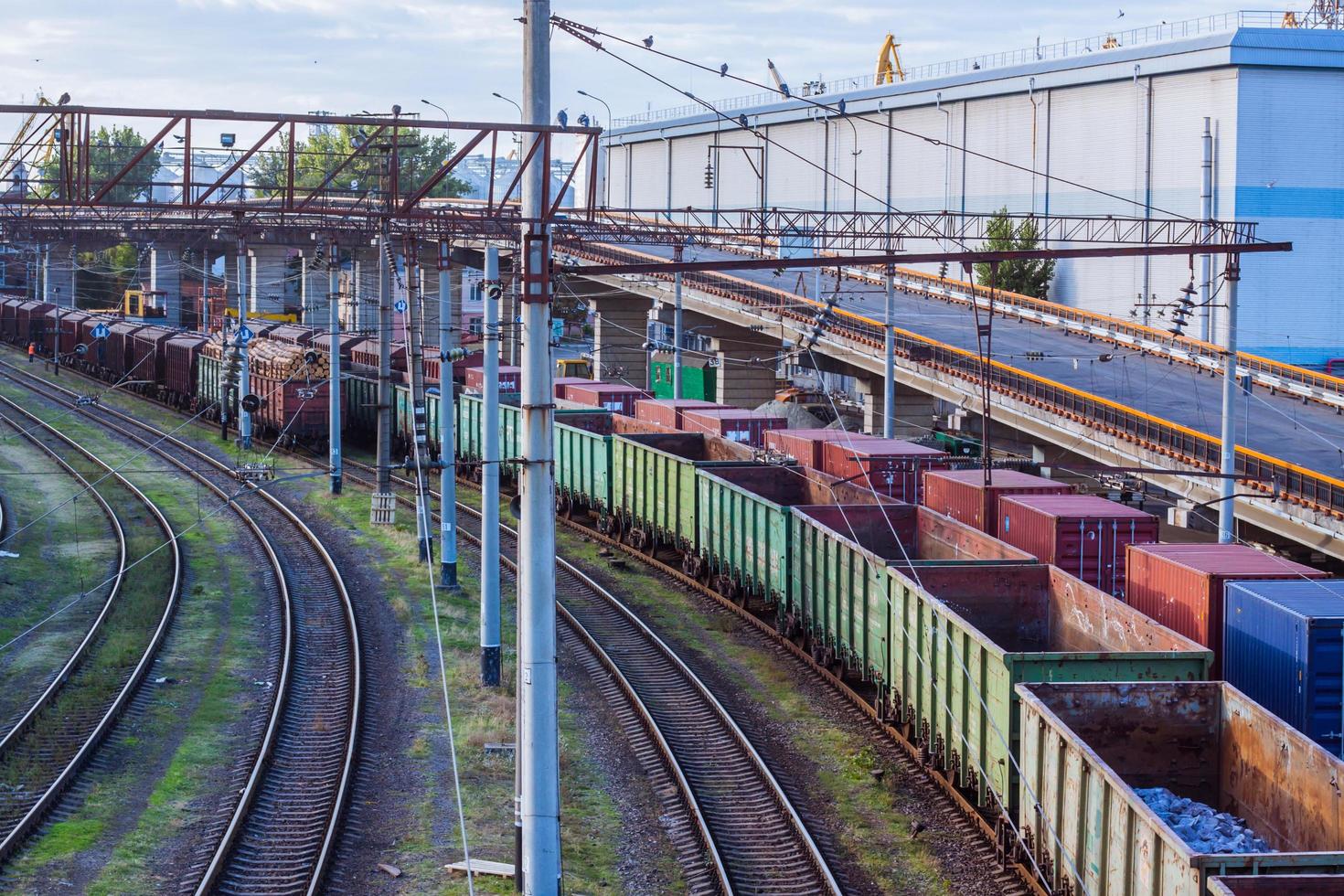 Big cargo terminal in sea port photo