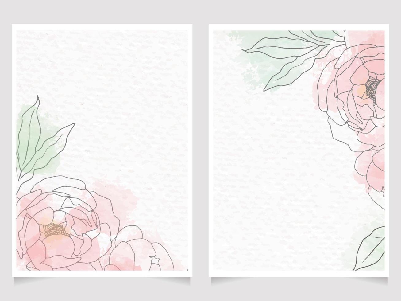 fondo de salpicadura de acuarela suelta rosa con línea arte poeny 5x7 colección de plantillas de fondo de tarjeta de invitación vector