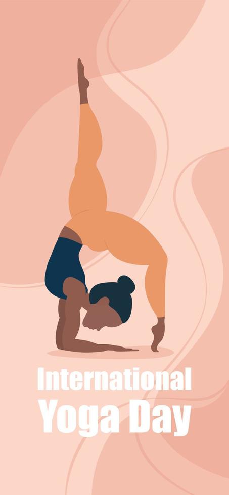 diseño de carteles, folletos y carteles del día internacional del yoga. El 21 de junio se celebra el día mundial del yoga. ilustración vectorial vector