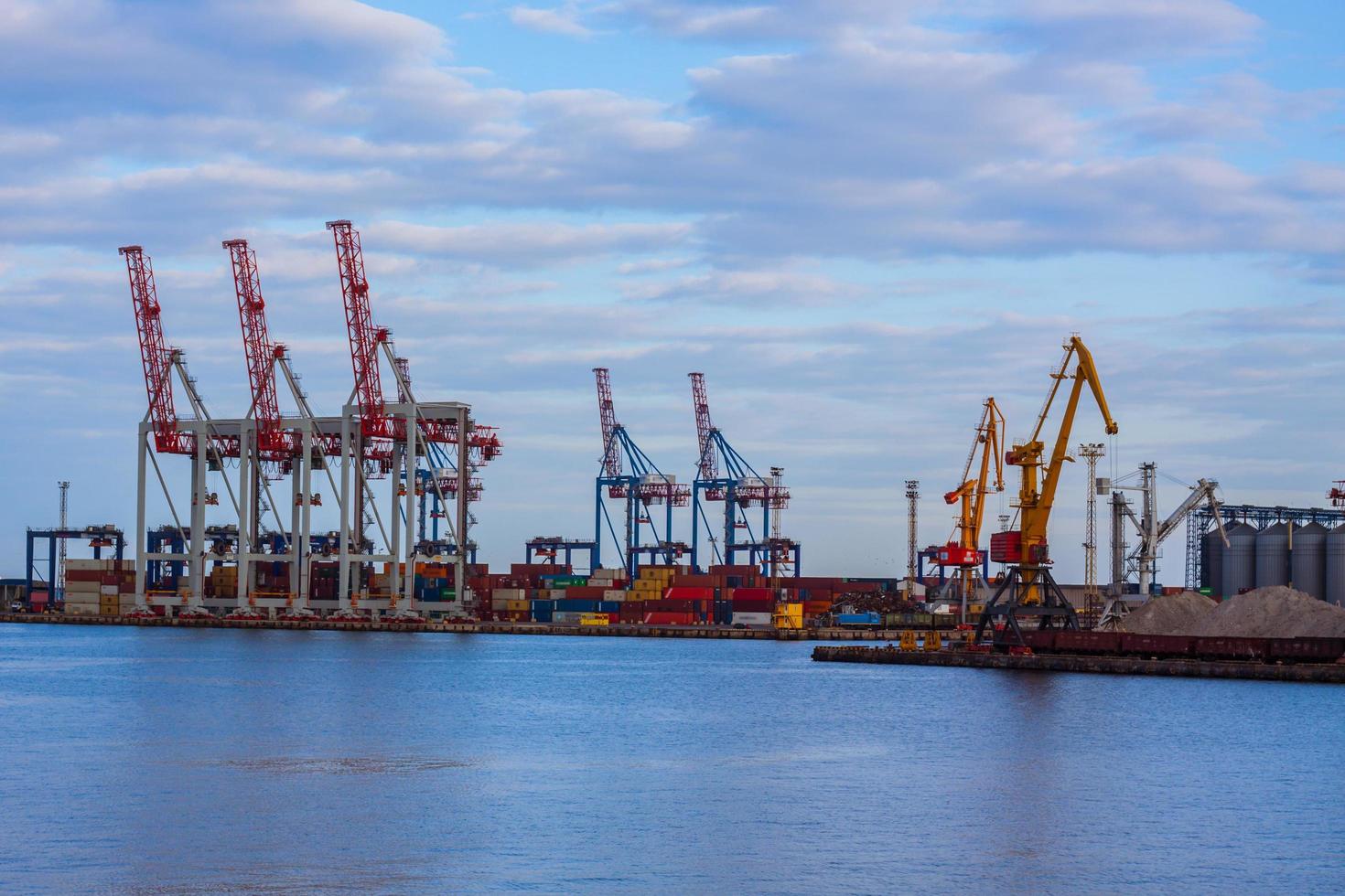 Big cargo terminal in sea port photo