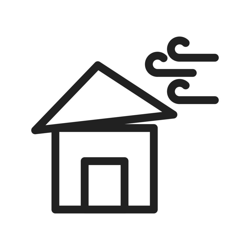 Winds Hitting House Line Icon vector