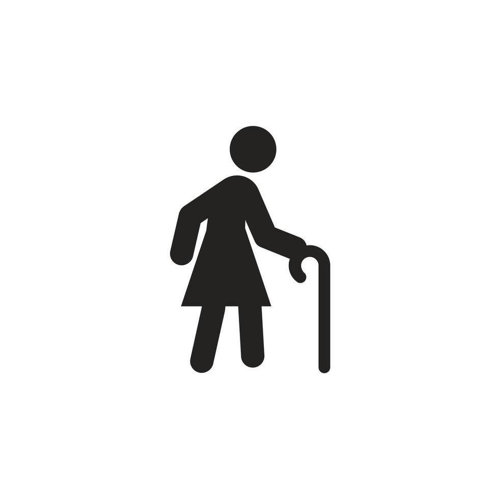 icono de ilustración de la abuela caminando con bastón, ancianos. diseños vectoriales. vector