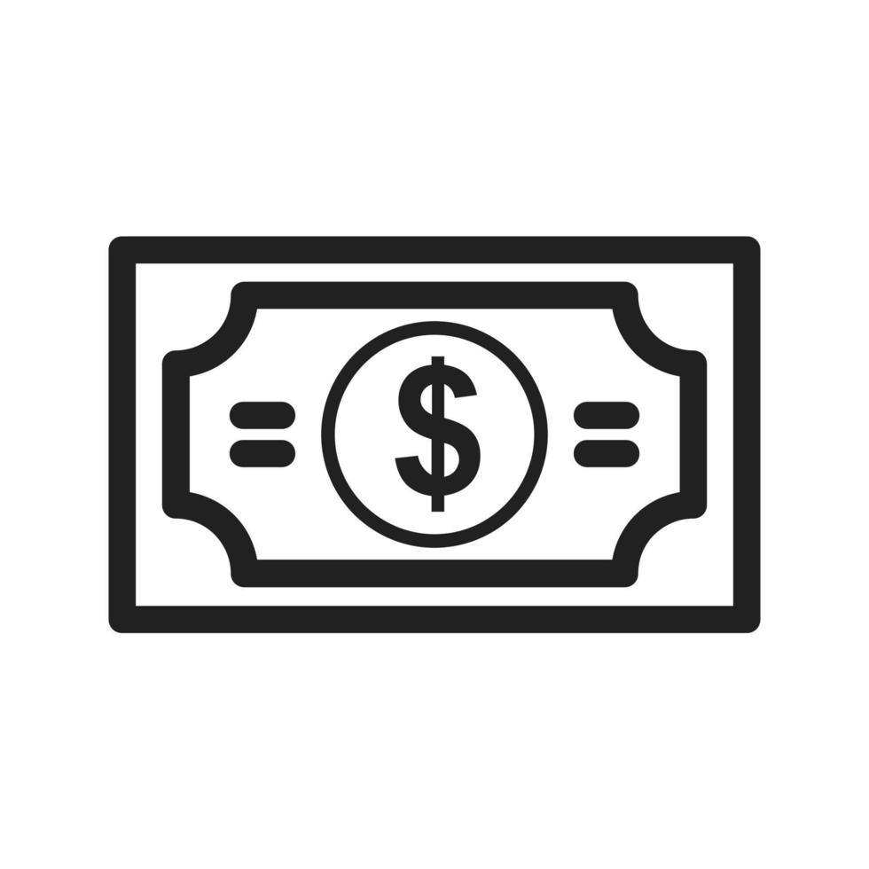 icono de línea de billete de dólar vector
