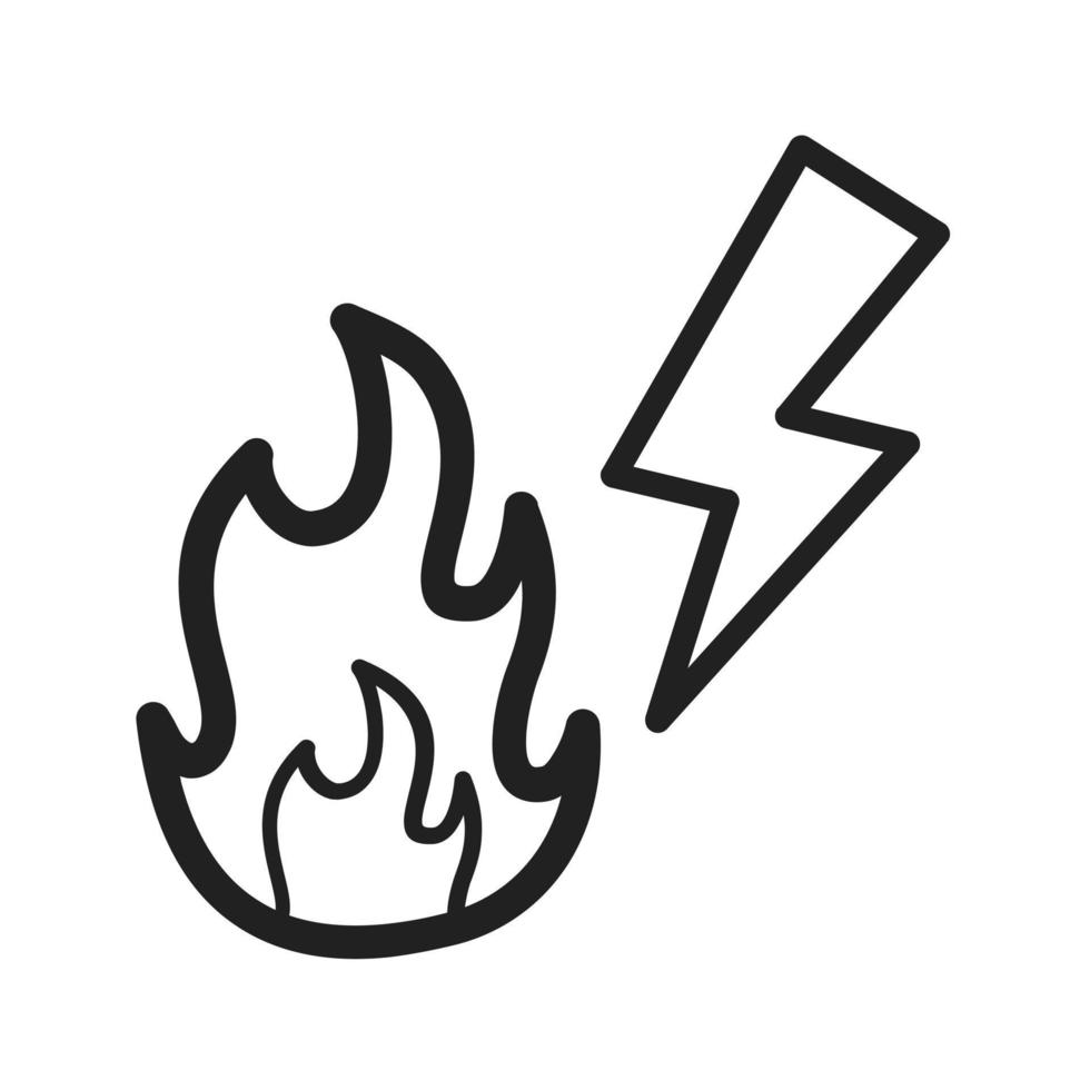 icono de línea de fuego de electricidad vector