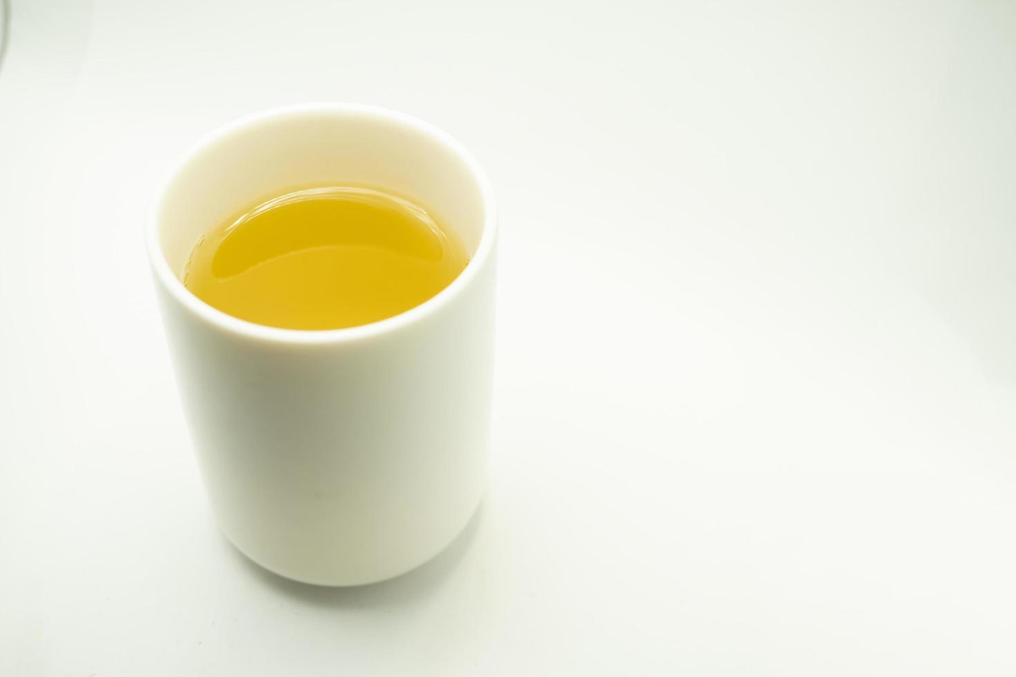 Green tea on a white background. Image of Japanese green tea. Cup of tea isolated on white background photo