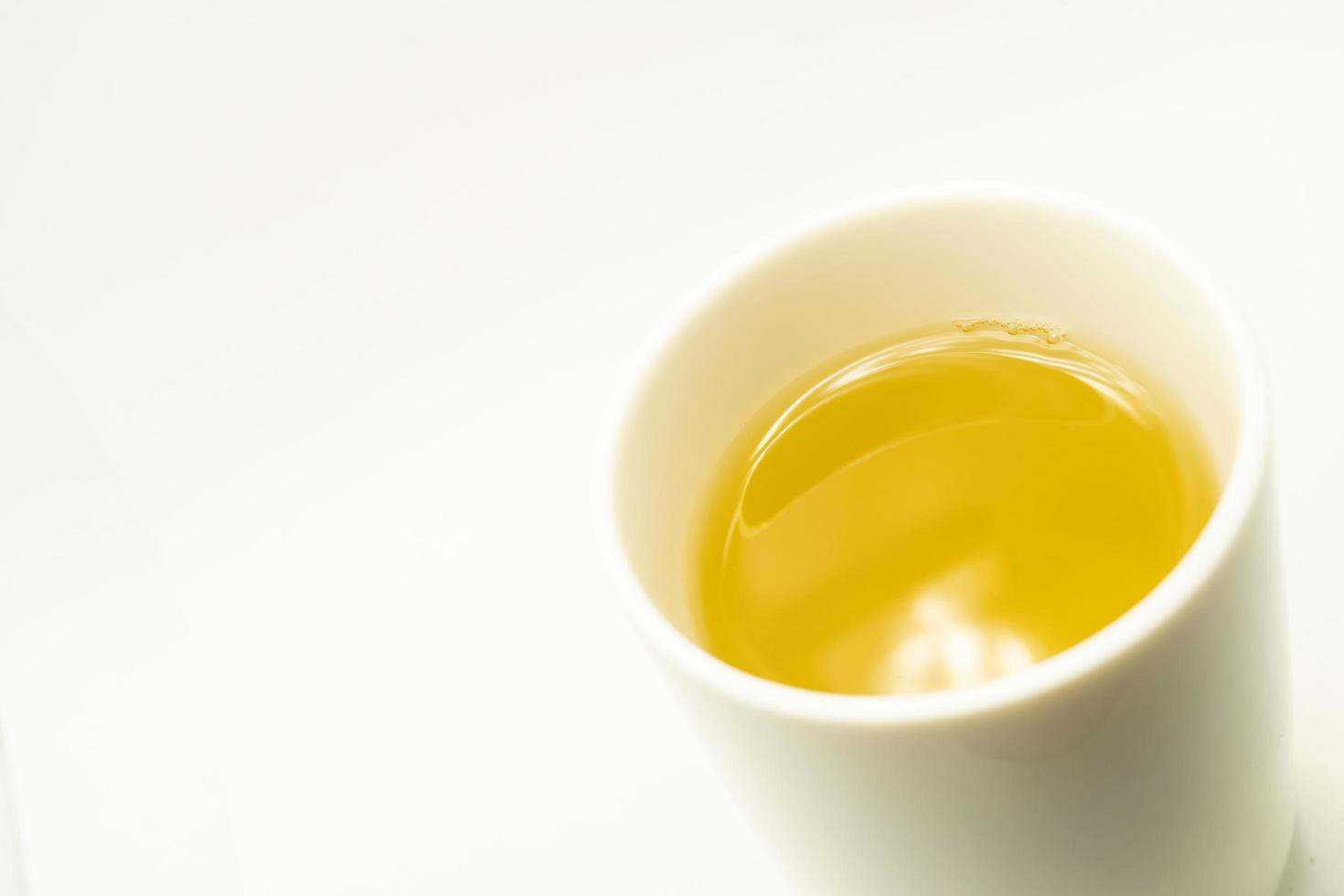 Green tea on a white background. Image of Japanese green tea. Cup of tea isolated on white background photo