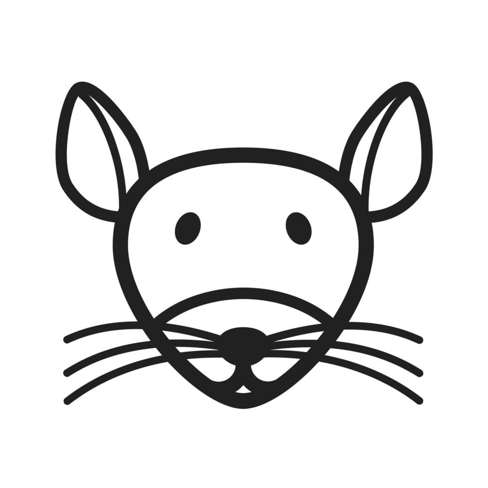Mouse Face Line Icon vector