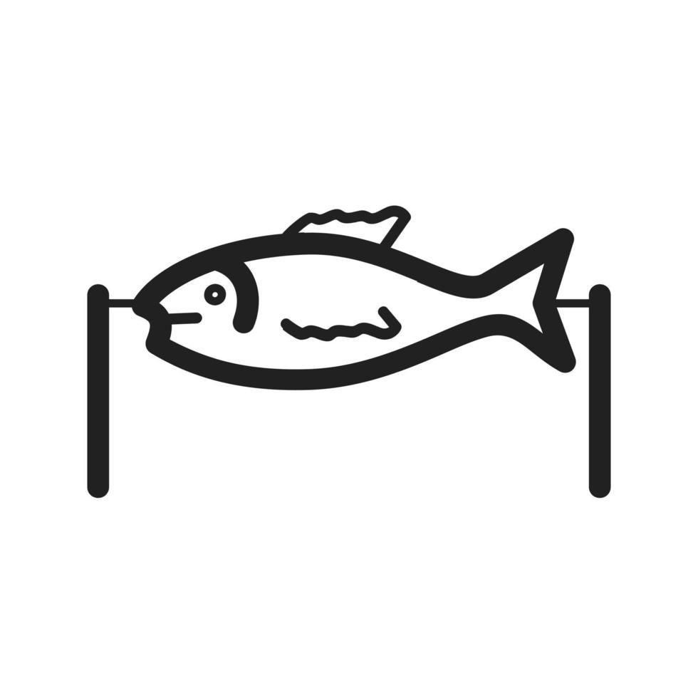 Grilled FIsh Line Icon vector