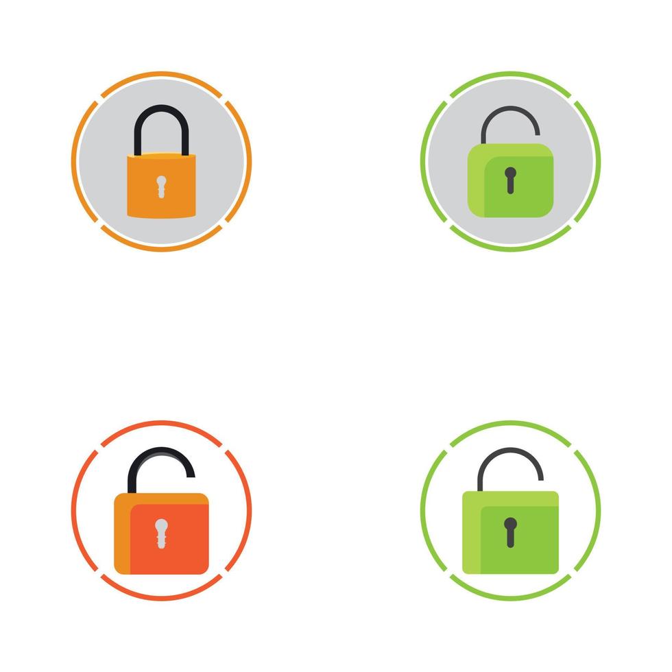 Flat lock and unlock icon vector background