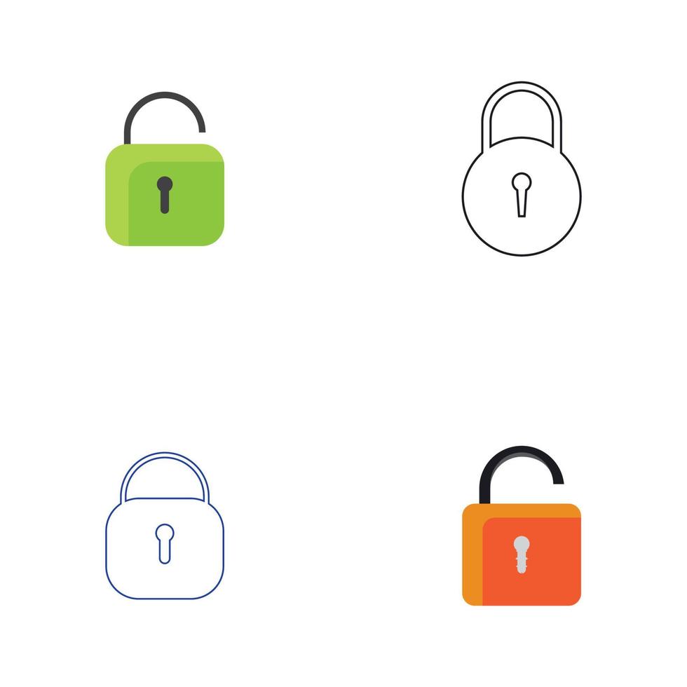 Flat lock and unlock icon vector background