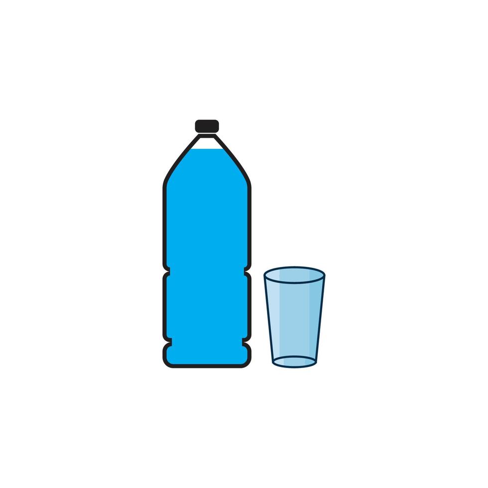 Plastic bottle and glass vector icon