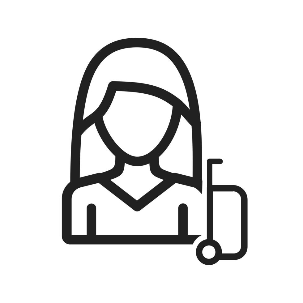 icono de línea de mujer viajera vector