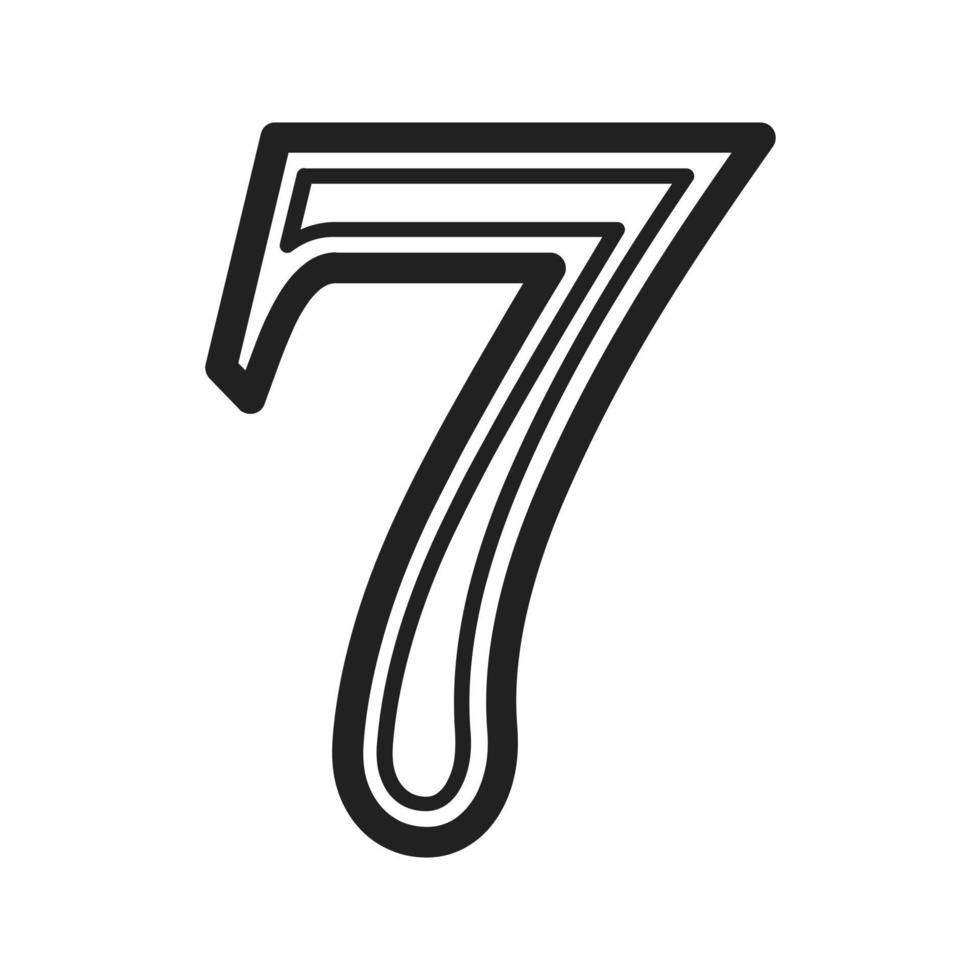 Number Seven Line Icon vector