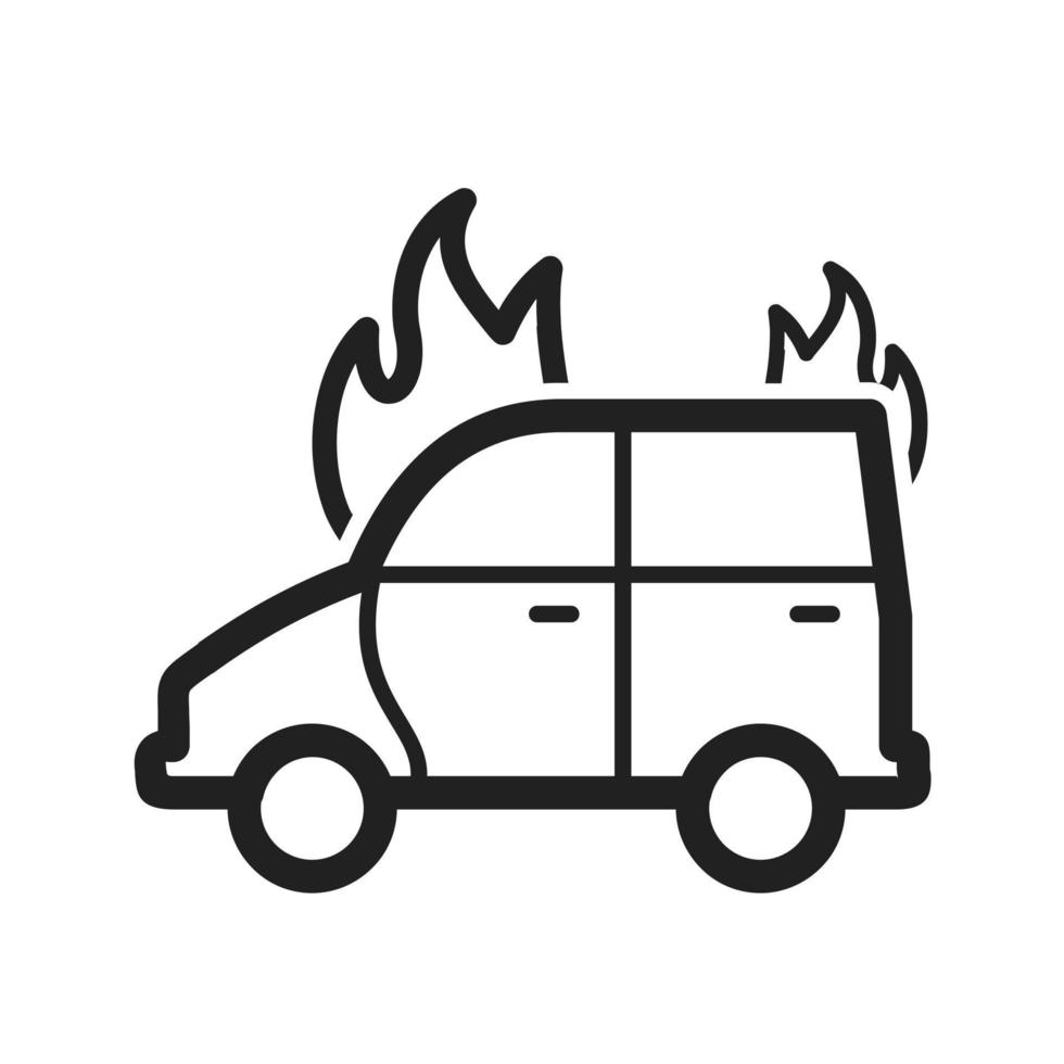 coche en icono de línea de fuego vector